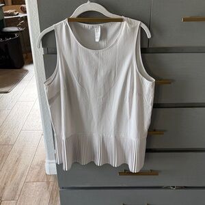 SPANX White Sleeveless Pleated Blouse